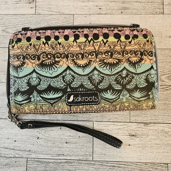Sakroots Large Smartphone Crossbody Wallet Organizer Artist Circle - Picture 2 of 7